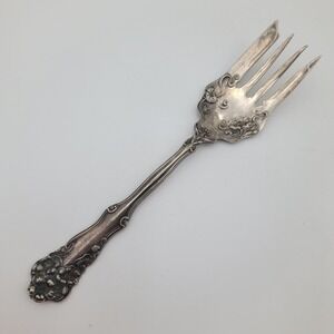 Wm Rogers Narcissus 1904 Silverplate Cold Meat Fork Antique Floral Serving Fork